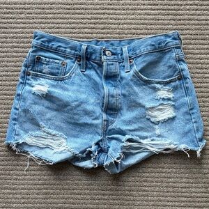 Levi's Light Blue Distressed Jean Shorts